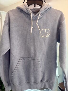 Ivory Ella Blue Hoodie Sweatshirt Size Small-Soft Fleece Pullover Elephant Logo